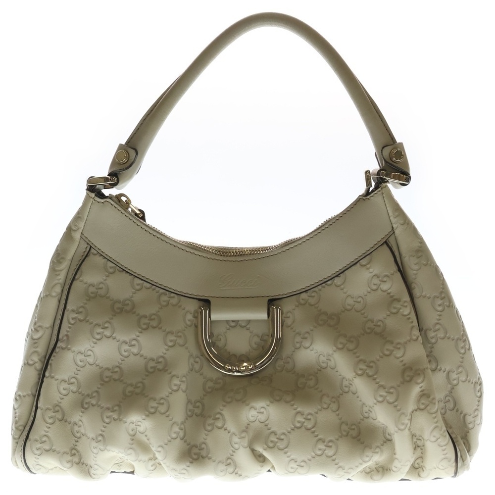 GUCCI Guccissima Abbey Hobo Bag White Leather